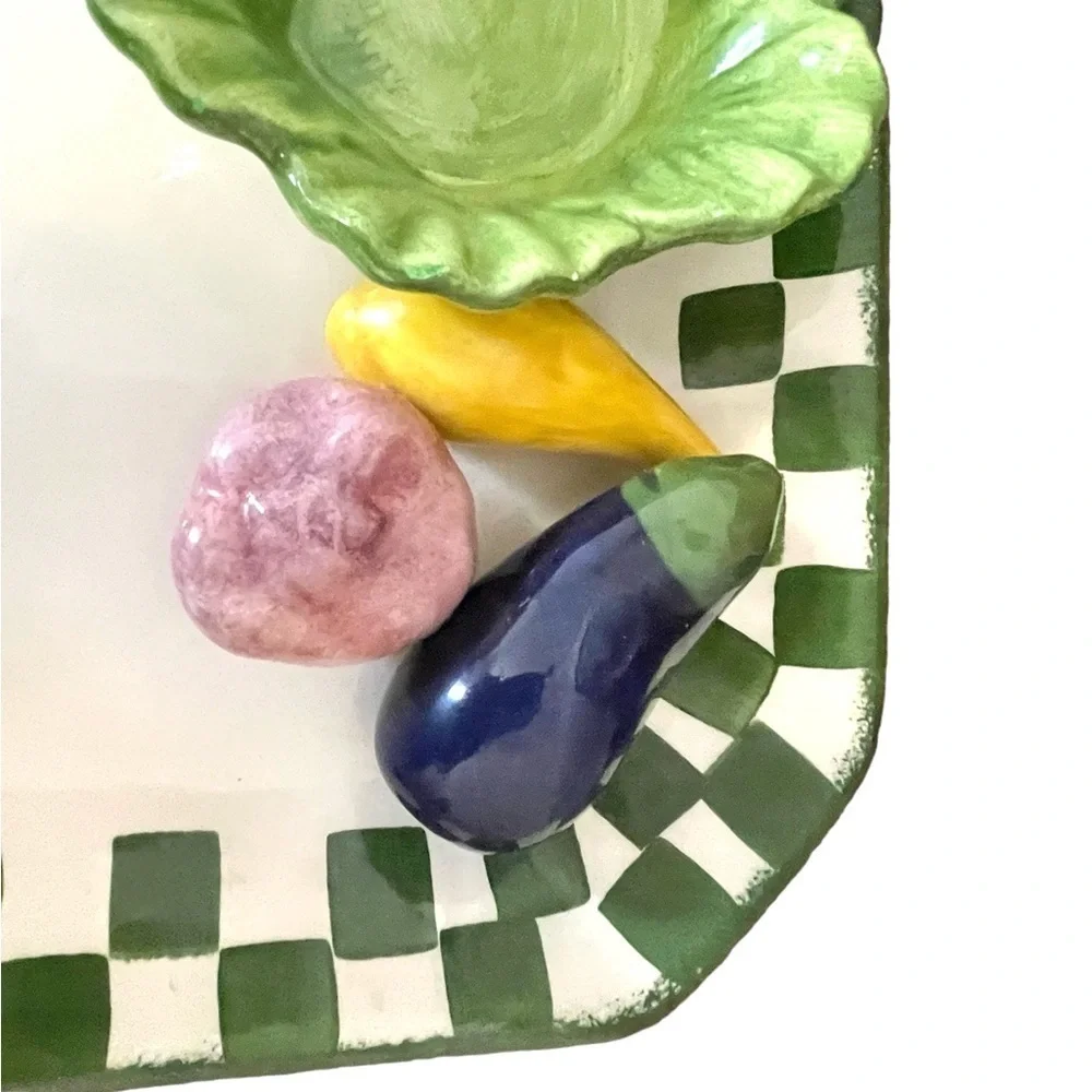 Cali Vintage Pottery Serving Tray, 10.5” x 10.5”, Fruit & Bowl Accents, …